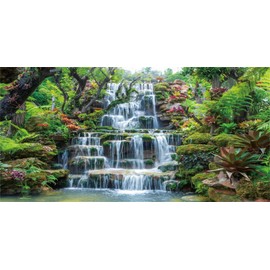 MIRRORANG 120x50cm Waterfall Aquarium Background Forest Park Green Tropical Plants Fish Tank Background Reptile Habitat Background Vinyl Background