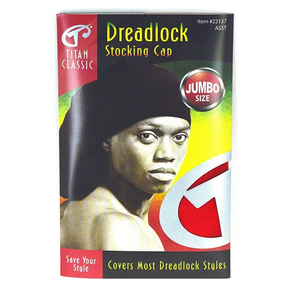 Titan Classic Dreadlock Stocking Cap Jumbo Size Kufi Cap Red 2 Pack