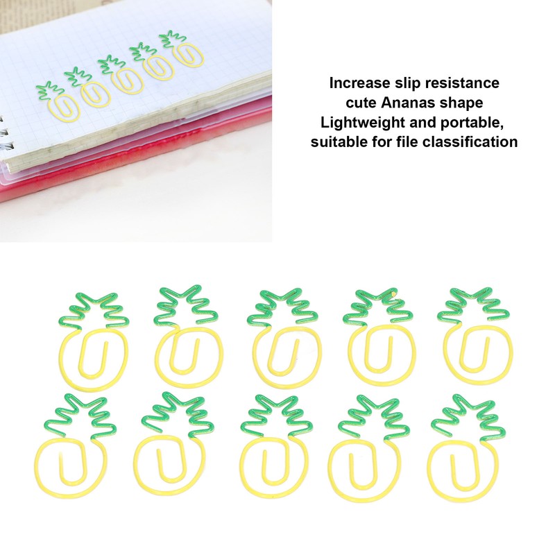 100pcs Metallic Paper Clips Green Yellow Ananas Shape Electroplating Process