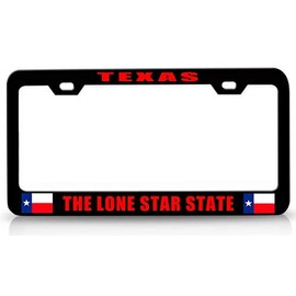 Customola Texas The Lone Star State Texas Flag Style Steel Metal License Plate Frame Bl # 72
