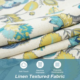 DriftAway Layla Classic America Style Floral Leaves Room Darkening Window Curtain Valance Rod Pocket Single 52 Inch by 14 Inch Plus 2 Inch Header Linen Teal Gray