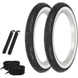 OG BICYCLE (2) TIRES W/TUBES  & TIRE LEVERS 16" x 1.75" Black/White Sidewall