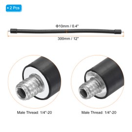 PATIKIL 12 Inch Gooseneck 2 Pieces 1/4"-20 Male Thread to Male Thread Metal Universal Hose Flexible Arm Gooseneck Pipe Extension Holder for Action Camera Black