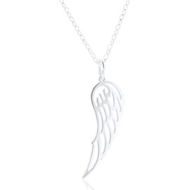 WANDA PLATA Halskette Flügel Anhänger H925 Sterling Silber, für Damen, Junges Mädchen, Anhänger und Kette inbegriffen 40 cm, Engelsflügel, Schutzengel, in Geschenkbox