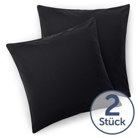 Blumtal Pack of 2 Cushion Covers, 65 x 65 cm, Oeko-Tex Certified. Pillowcases, 100% Microfibre, Extra Soft, Machine Washable - Cover Cushion 65 x 65 cm, Black
