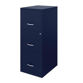 Pemberly Row 3 Drawer Metal Vertical File Cabinet with Lock in Navy