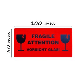 50 Sticker Labels Shipping Stickers Fragile Attetion Caution Glass