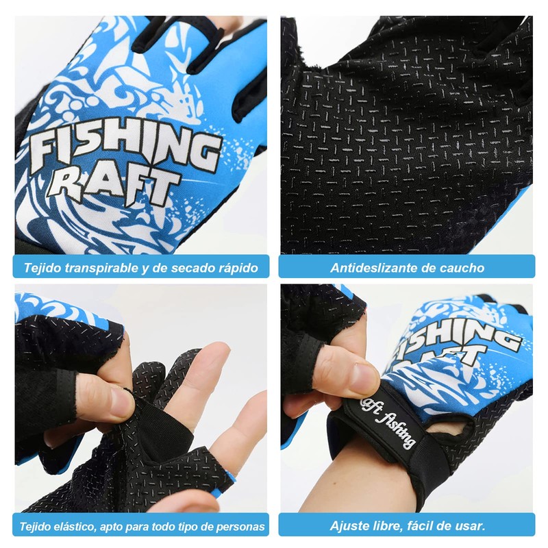 HASAKI Guantes de Pesca,Guantes de Tres dedoselásticos y Transpirables,Guantes de