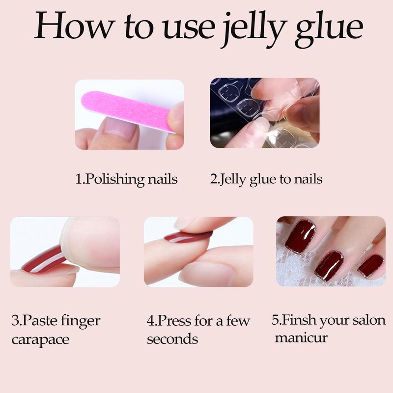 WAFOLOZE Press-on Fake Nails Glossy False 24 Pcs Medium Square