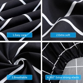Bed Sheet Set 3 Pieces -Twin Size-Soft Durable Microfiber Bedding Sheet Set,Deep Pocket,Stain,Fade & Wrinkle Resistant (Plaid Black)