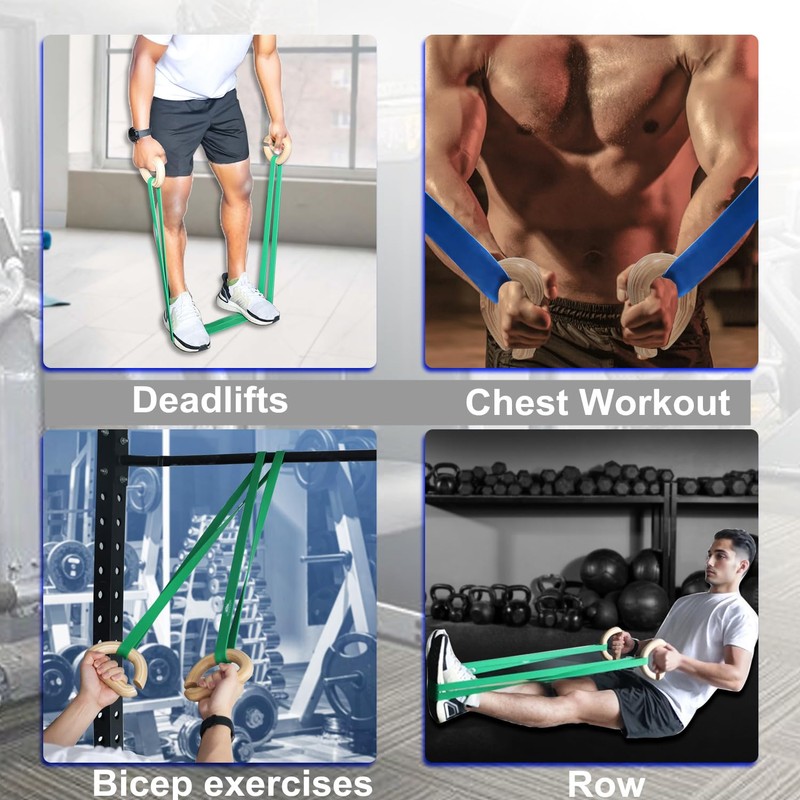 J Bryant Pull Up Assistance Resistance Bands Handles, Unique Wooden
