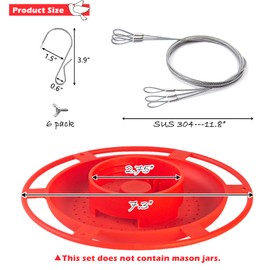 3 PCS | Bird Feeder for Outside Hanging | Cardinal Bird Feeder | Wild Bird Feeders Suitable for Mason Jar (2.75 in Diameter-8/16/24/32oz) | Bird Feeders as Garden Gift Ideas | Premium Red