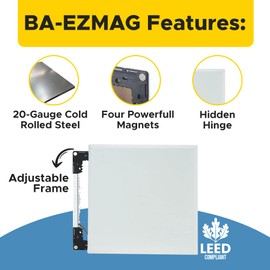 Best 6.5” x 8” Magnetic Wall Access Panel with Adjustable Frame, Flush Universal 20-Gauge Steel Access Door for Drywall/Ceilings, No Flange LEED Compliant Drywall Panel, AMZ-BA-EZMAG