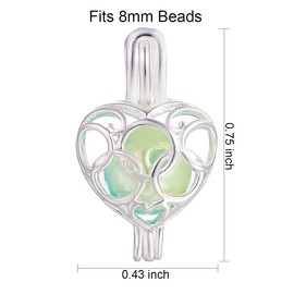 Vie jeune 10 unidades de cuentas de plata brillante con forma de corazón y perlas de ostra, difusor de aceite esencial, regalos divertidos (corazón-olímpico)