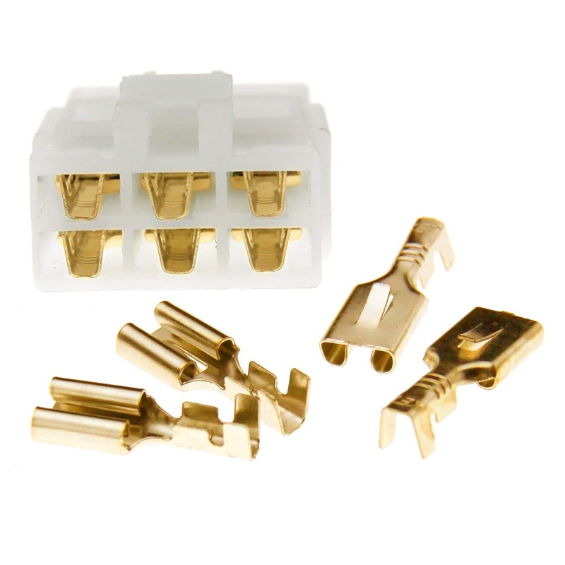 10 Set of 6 Way Pin 6.3mm Electrical Multi Plug