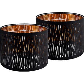 GOSO Black Lamp Shades Set of 2, Drum Lamp Shades with Etching Crystal Design,13 "Top x 13" Bottom x 10 "High", Lamp Shades for Table Lamps, Floor Lamp, Pendant Light, Easy Assembly Black Lamp Shades