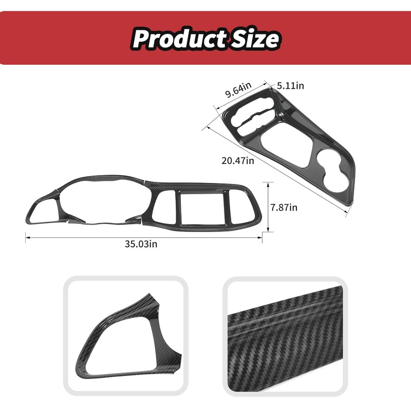 JeCar for Challenger Carbon Fiber Interior Center Console Trim Kit