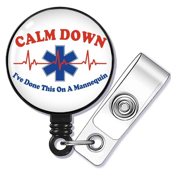SEIRAA EMT Badge Reel Paramedic Graduation Gifts Calm Down I've