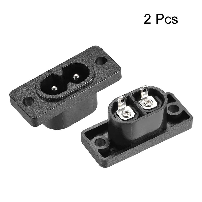 uxcell C8 Panel Mount Plug Adapter AC 250V 6A 2