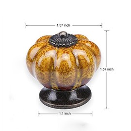 HAOYOYU 6-Piece Set of Ceramic knobs with Colorful knobs and Pumpkin Handles for cabinets, Kitchen and Bathroom cabinets, Blinds (Leopard Yellow)