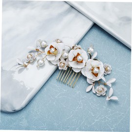 FRCOLOR Handmade Rhinestone Floral Hair Comb Elegant Bridal Hair Accessory for Weddings Dances and Special Occasions Unique Design for Women and Girls Golden