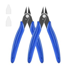 5 Inch Micro Flush Cutter, 2 Pack Small Wire Cutters Spring Loaded Cutting Pliers, Wire Cutters for Jewelry Making, Soft Copper Wire, Floral, Electronics, Model Craft, Heating Wire, 3D Print