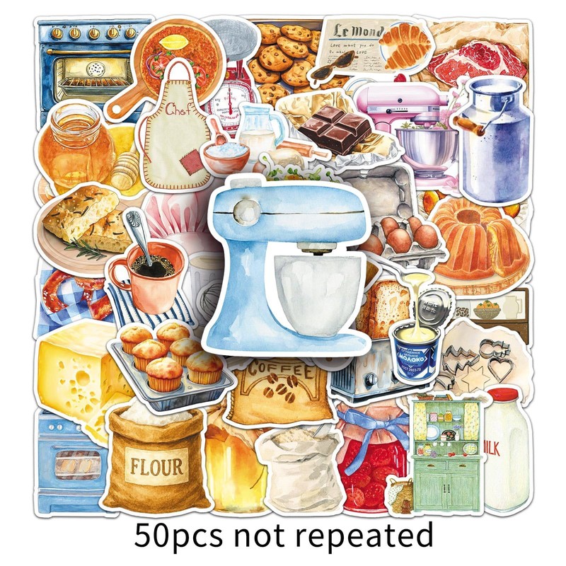 50Pcs Baking Stickers Funny for Water Bottles Baking Laptop Decals,