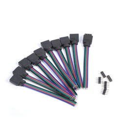 Conector de 4 pines, conector sin soldadura para tira de luz LED, cable de conexión para tira de luz LED 3528 5050 10 piezas (5 macho + 5 hembra)