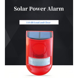 Lancoon 2 Pack Solar Sound & Light Alarm Outdoor Motion Sensor Waterproof Device 110db Siren Flash Warning Security Gun Sound and Dog Barking for Farm Home Yard Barn