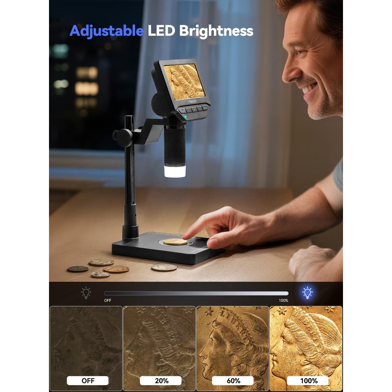 TOMLOV DM4W Microscope with Weighing Scale: 4.3" Digital Coin Microscope