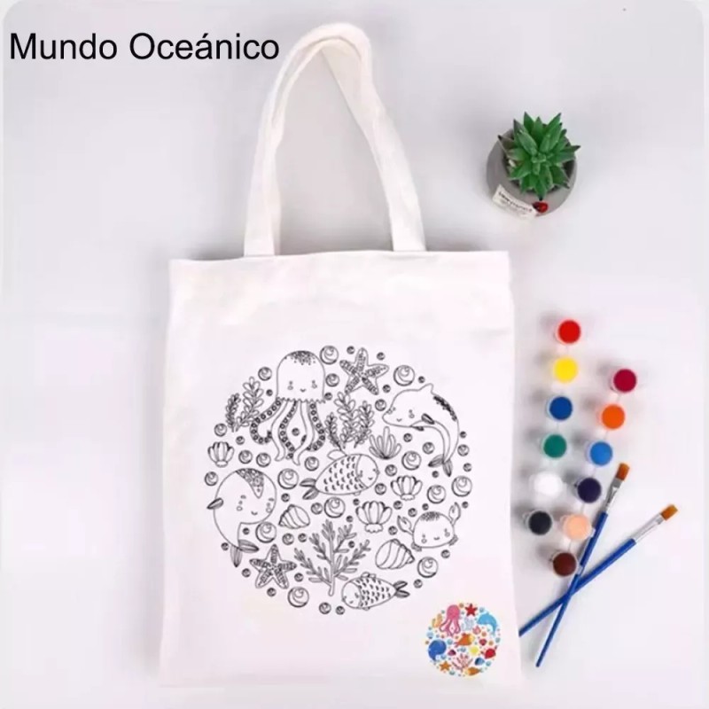 Dolores Bolsa Ecologica Tela Astronaut Mundo Oceánic Colorea Niño