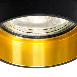 Qazqa - Modern Recessed Spotlight, Black with Gold, Brass Interior - Insta I Living Room I Bedroom - Aluminium Cylinder - LED Suitable for GU10