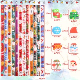 Kesote Pencils Christmas Eraser Set of 24 Writing Pens Children Decoration for Advent Calendar for Filling
