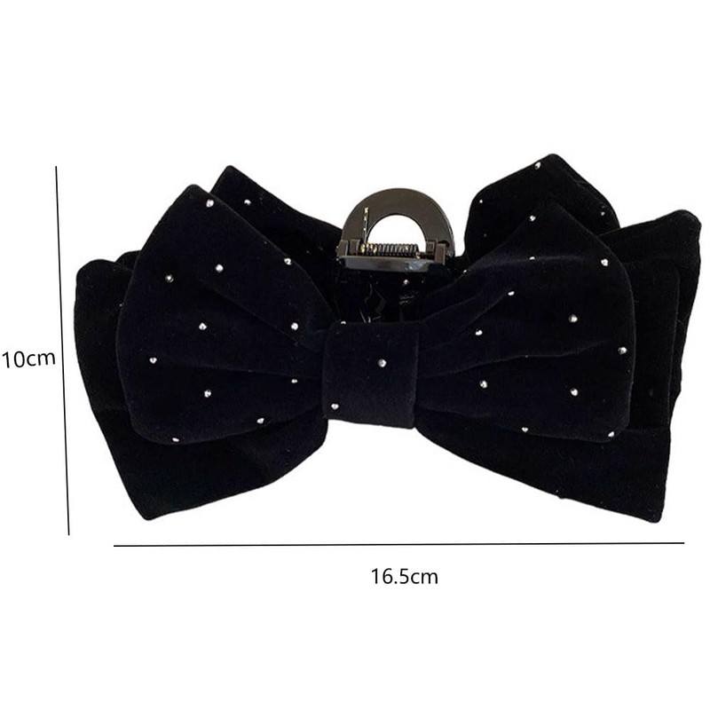 Hair Clips, Large Bows, Tight, Velour Type, Rhinestones, Hair Clips,