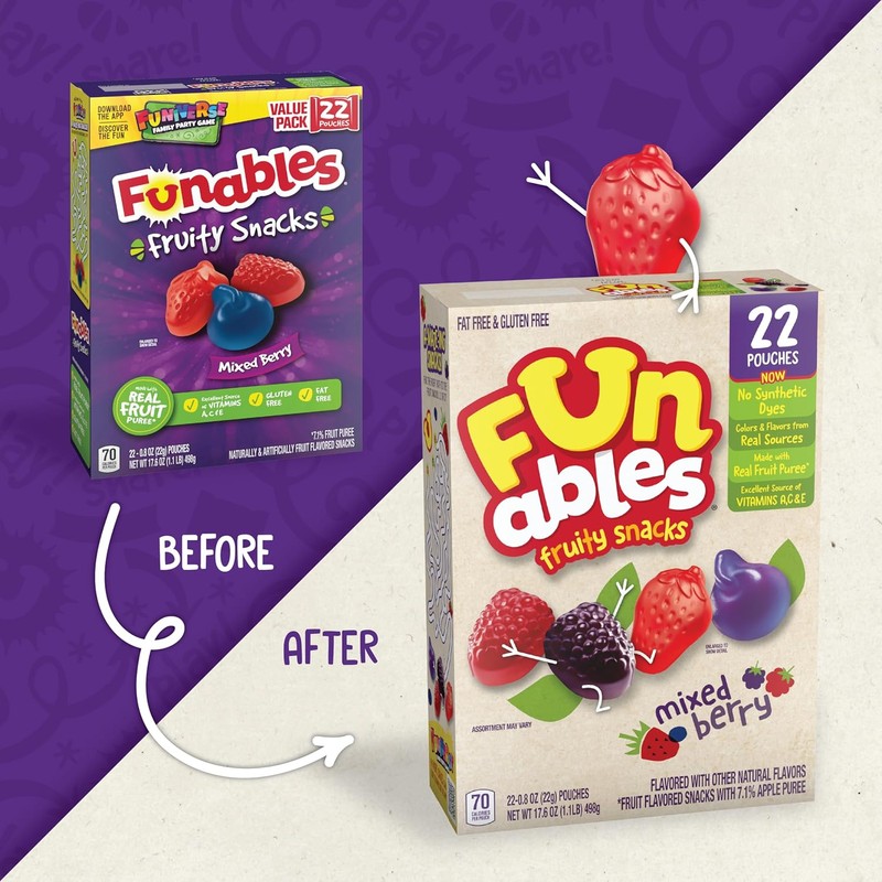 Funables Fruity Snacks, Mixed Berry Flavored Snacks, 0.8 oz 22
