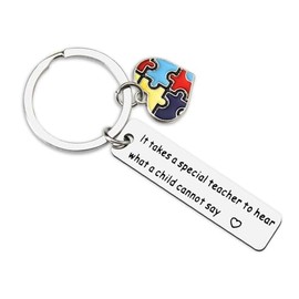 Autism Teacher Thank You Gift Keychain Autism Gifts for Special Ed Teachers Speech Therapist Gifts for Christmas It Takes A Special Teacher to Hear What A Child Cannot Say Key Chain