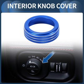 INFINAUTO Scheinwerfer Nebelscheinwerfer Steuerungsschalterknopfabdeckungsring, Innenverkleidung für Dodg für RAM 2018-2022 Blau, 1 Stück.