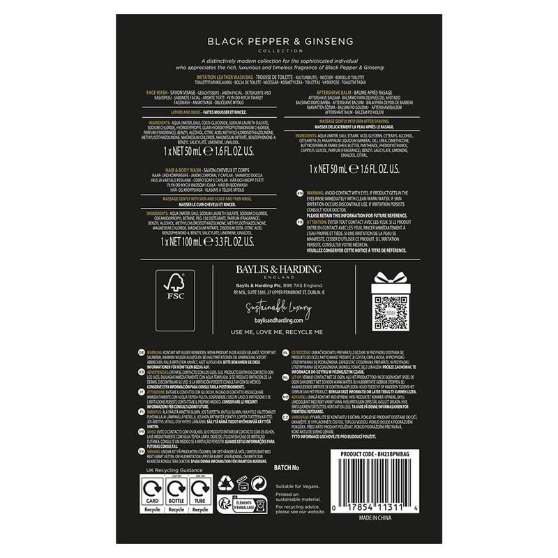 Baylis & Harding Black Pepper & Ginseng Men's Luxury Wash