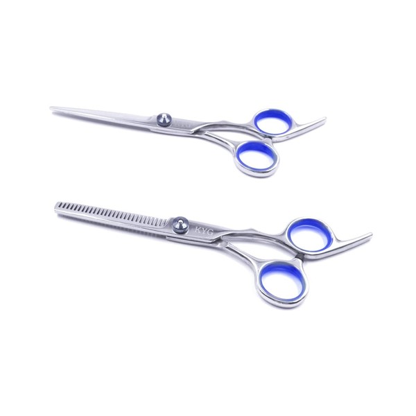 JZK® 2 x Professional Hair Cutting Scissors, Hairdressing Scissors and Hair Thinning Scissors Set Hair Beard Grooming Trimming Cutting Styling Scissors Kit