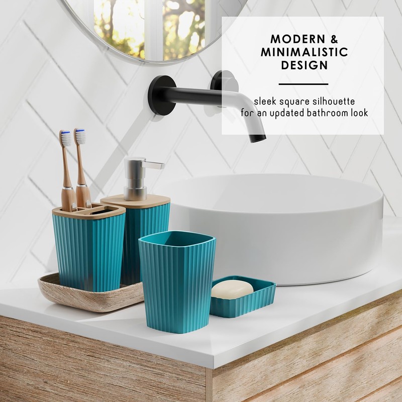 Clara Clark Bathroom Accessories Set - Teal Bathroom Set, 20PC