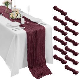 Bailarina 25 Pack Cheesecloth Table Runner 17x108 Inch Long Gauze Cheese Cloth 9ft Wrinkled Sheer Table Runner for Wedding Reception Birthday Party Table Decoration (Burgundy)