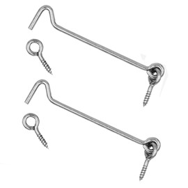 Wideskall 6" inch Heavy Duty Zinc Plated Wire Gate Hook and Eye Latch (Pack of 2)