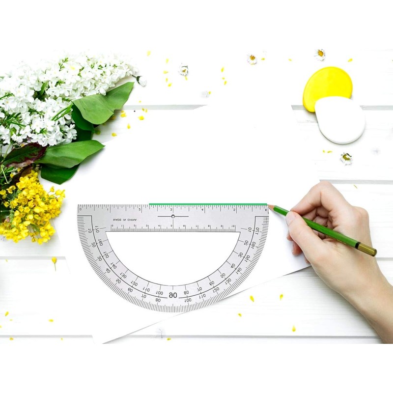 1InTheOffice Plastic Protractor, Math Protractors, Protractor for Geometry, 180 Degrees