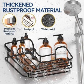Corner Shower Caddy Adhesive, 3 Packs Shower Organizer with Soap Holder and 12 Hooks, Rustproof Corner Shower Shelves, No Drilling Shower Shelf