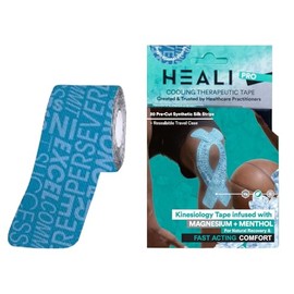INNOVATIONS BY HEALI Heali Cinta Kinesiológica Con Magnesio Y Mentol, 20 Pzas Tiras Precortadas, Rollo De Cinta K, Rodillas, Cinta Deportiva De Terapi