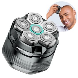 KENSEN Afeitadora Cabeza Hombre IPX6 Impermeable, Maquina Afeitar Cabeza para Calvo 160 mins Uso, 6D Cabezales Magnéticos Maquinilla Afeitar Cabeza en Seco y Húmedo con Pantalla LED,USB-C