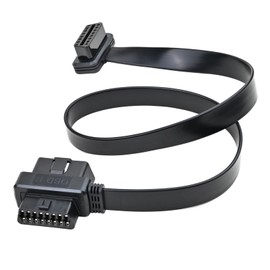 iKKEGOL Right Angle OBD II OBD2 16 Pin Splitter Extension Cable 1x Male and 2X Female Low Profile Ribbon Slim Extender Cord Adapter 60cm/2FT 24" Inch