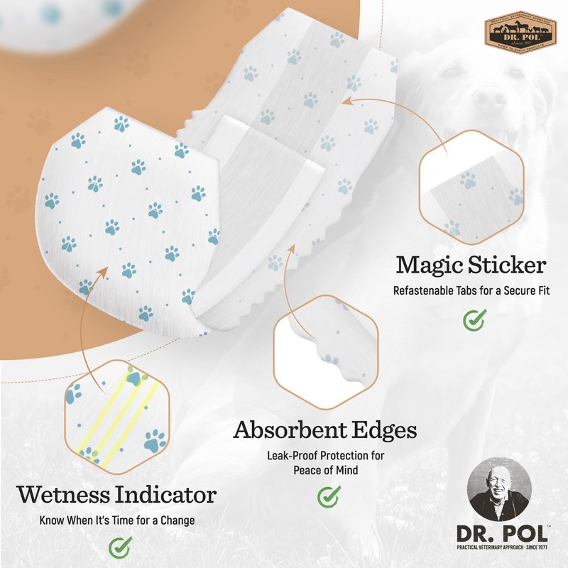 Dr. Pol Male Dog Diapers – Super Absorbent, Breathable, Leak-Proof