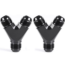BOLUOYI Y Block Flare Fitting Adapter, AC Black Aluminum Alloy 3-Way Fitting Adapter Male 4AN to 4AN Male Fitting Junction Coupler Adapter Block Splitter Hose Thread Parallel (AN10)