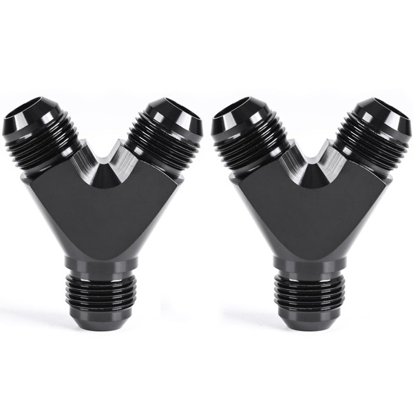 BOLUOYI Y Block Flare Fitting Adapter, AC Black Aluminum Alloy